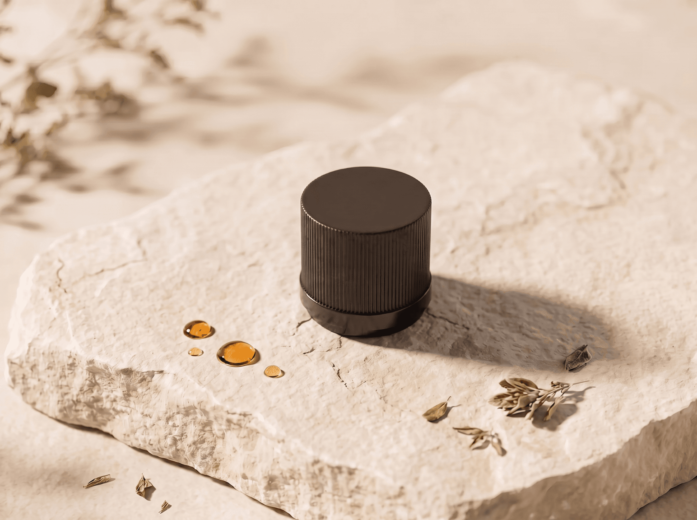 18-415 TE/CR cap, black, compatible with horizontal dropper Front three-quarter hero white scenery product image