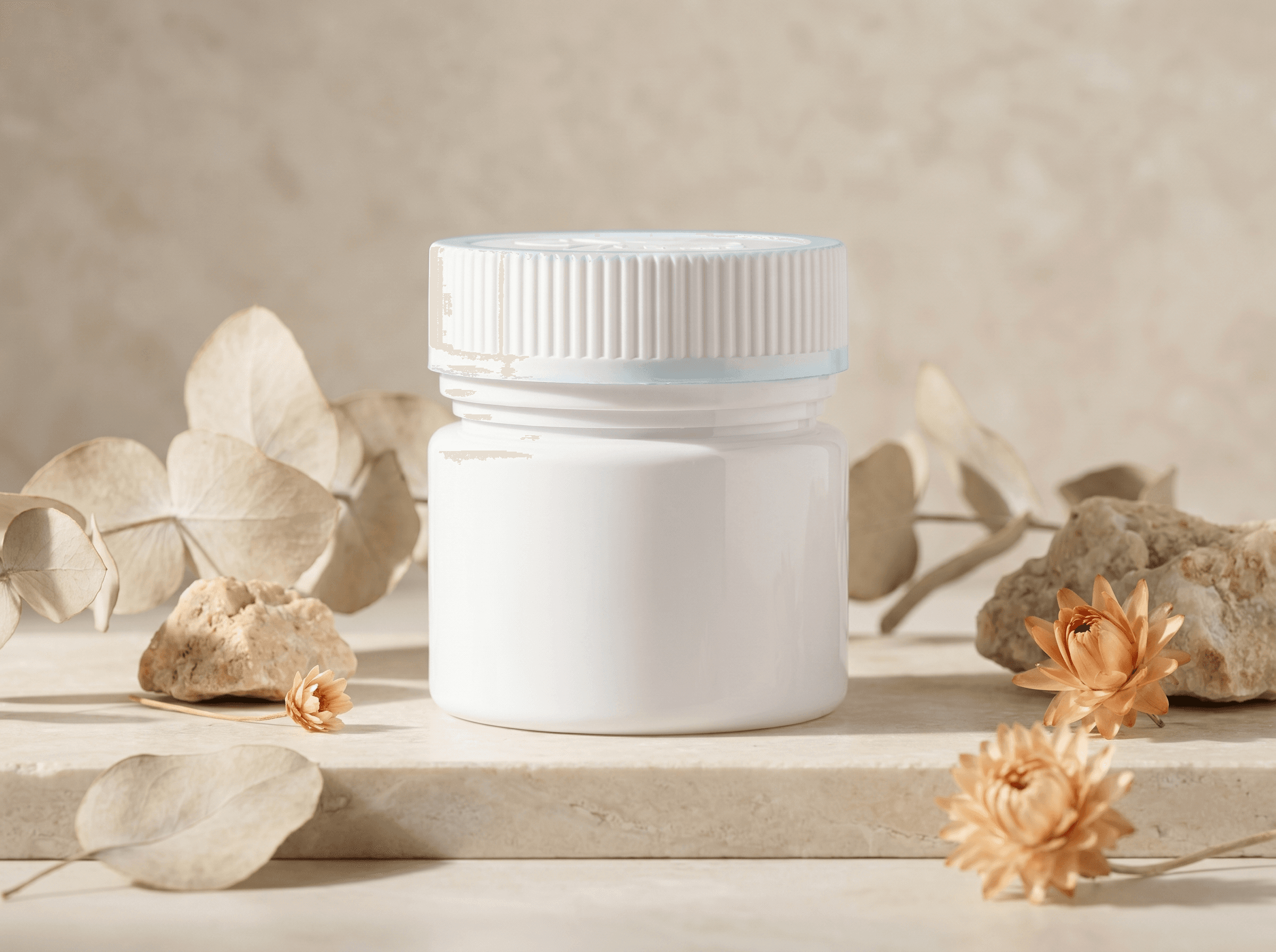 White 20DR False-Bottom PET Jar Front three-quarter hero white scenery product image