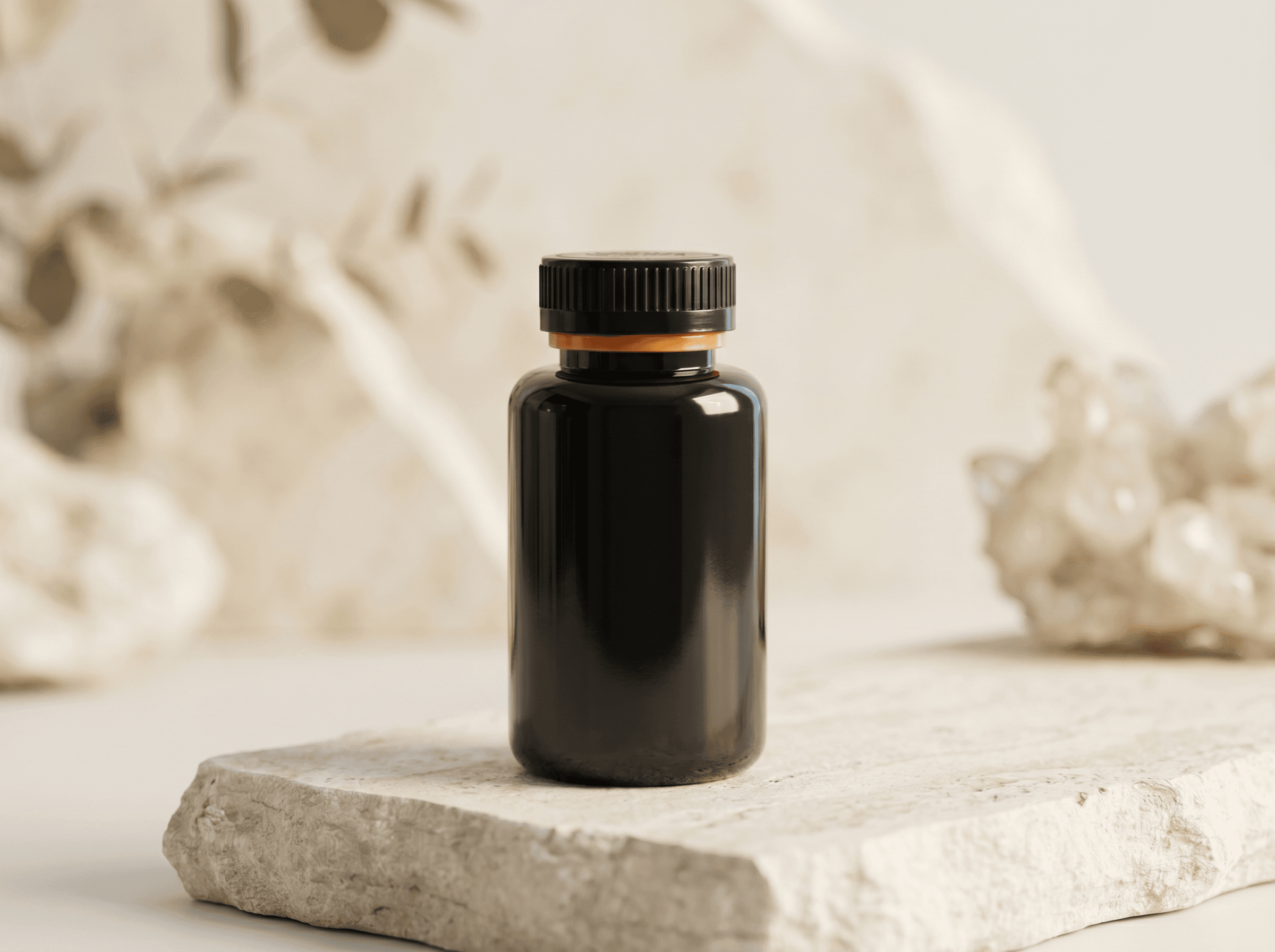 Black 150cc Packer Bottle Front three-quarter hero white scenery product image
