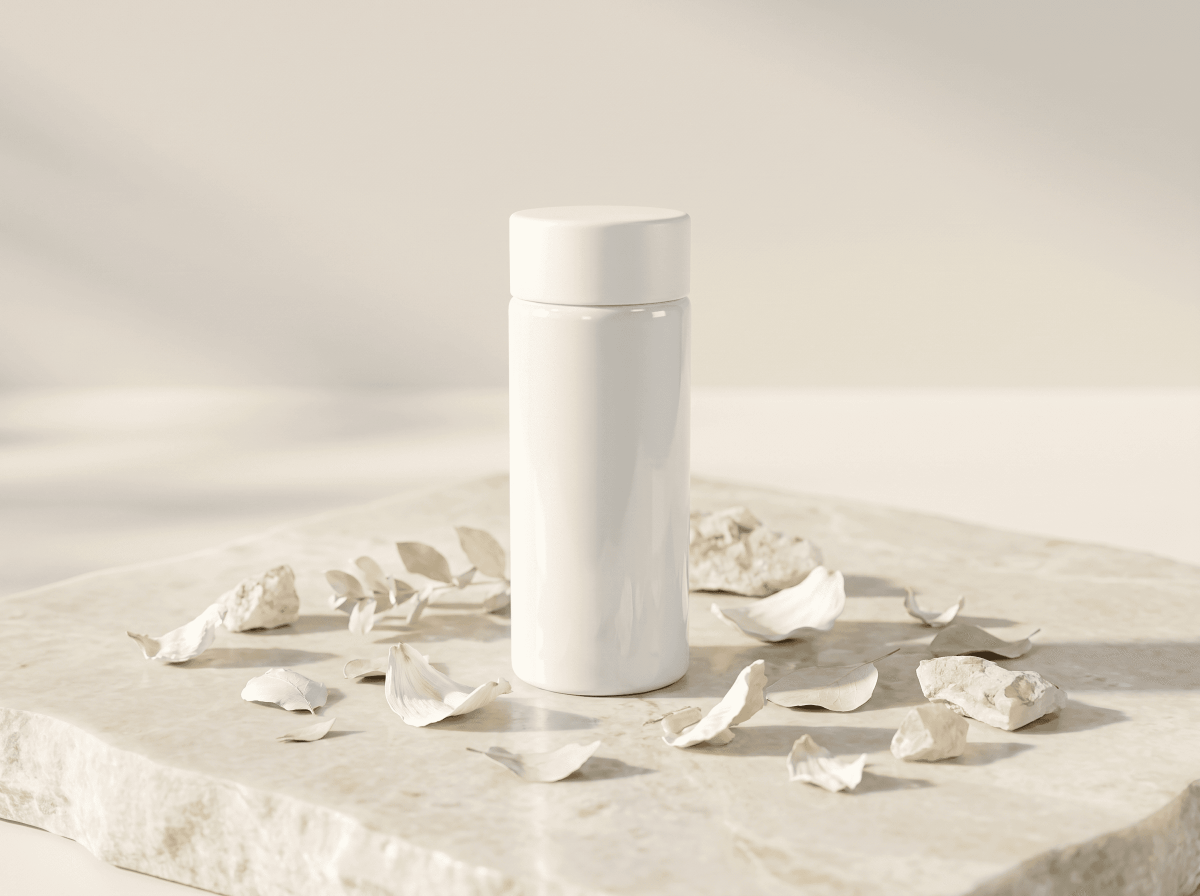 White 32x100mm Tube, White CR + TE (foil heat induction seal) cap, White tube Front three-quarter hero white scenery product image