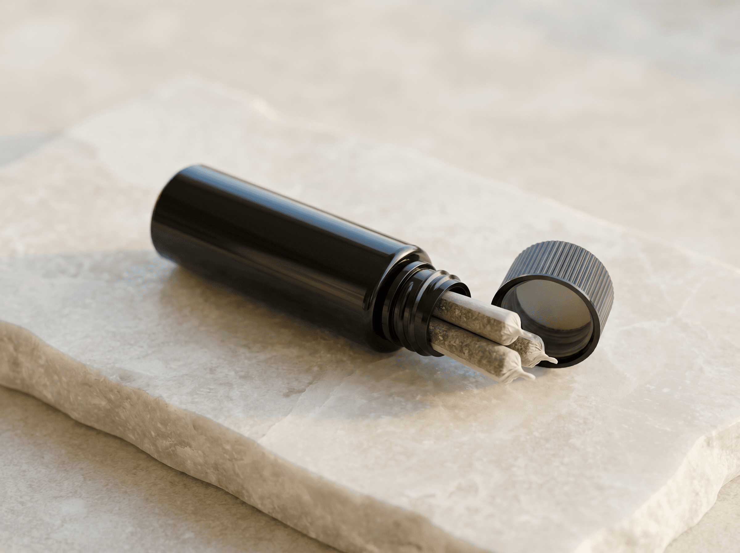 Black 3.5" Black plastic tube w/22mm CR cap Front three-quarter hero white scenery product image