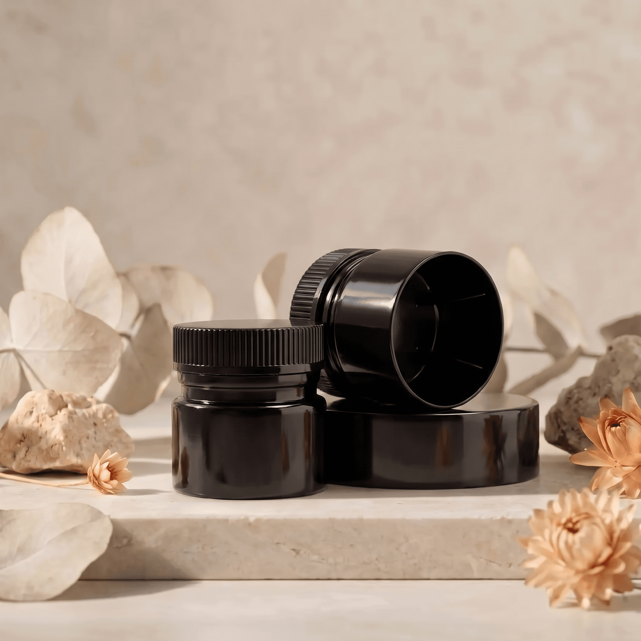Black 20DR False-Bottom PET Jar Front three-quarter hero white scenery product image