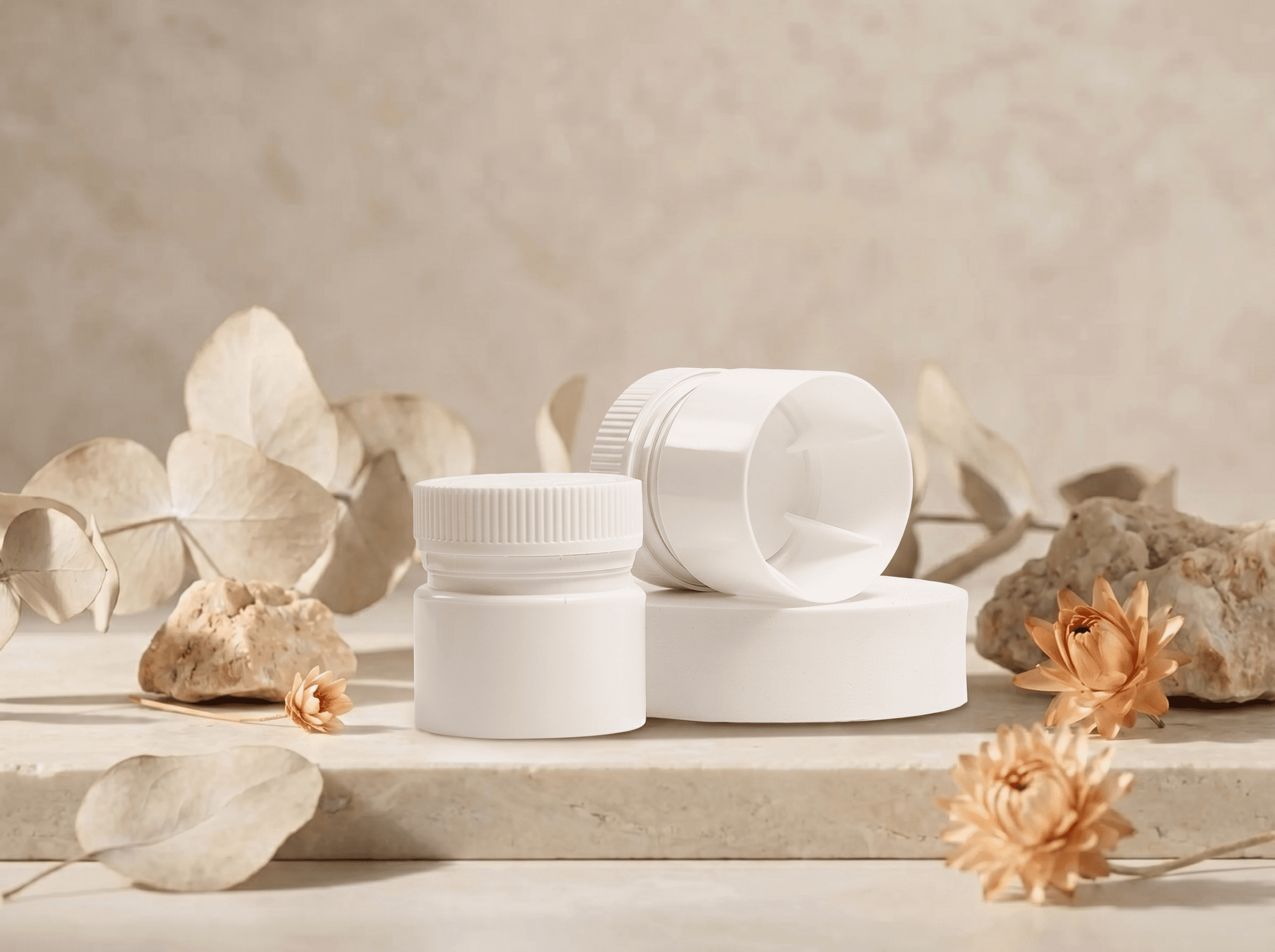 White 20DR False-Bottom PET Jar Front three-quarter hero white scenery product image