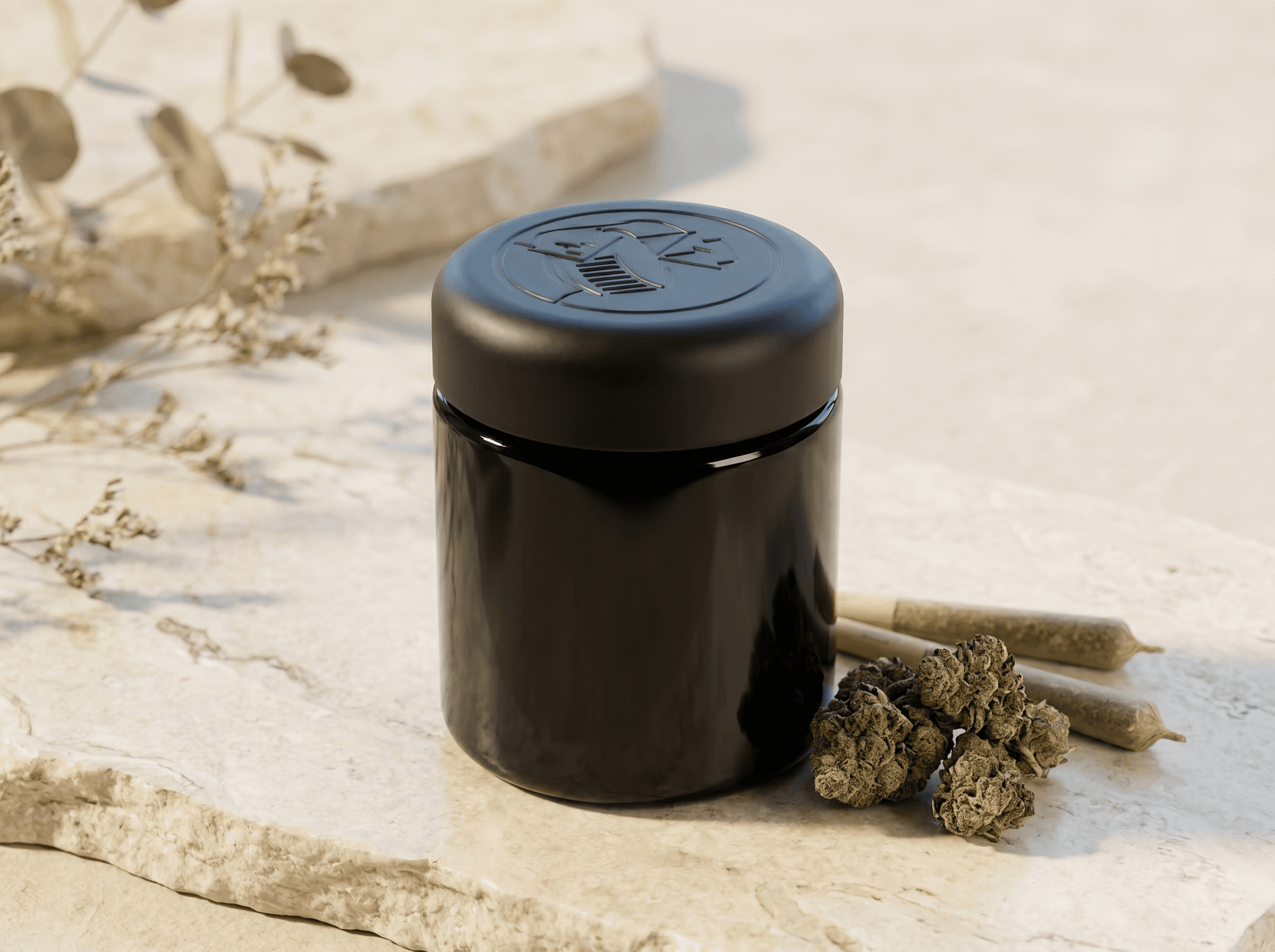 Black 80DR, 66mm Wide-Neck Jar Front three-quarter hero white scenery product image