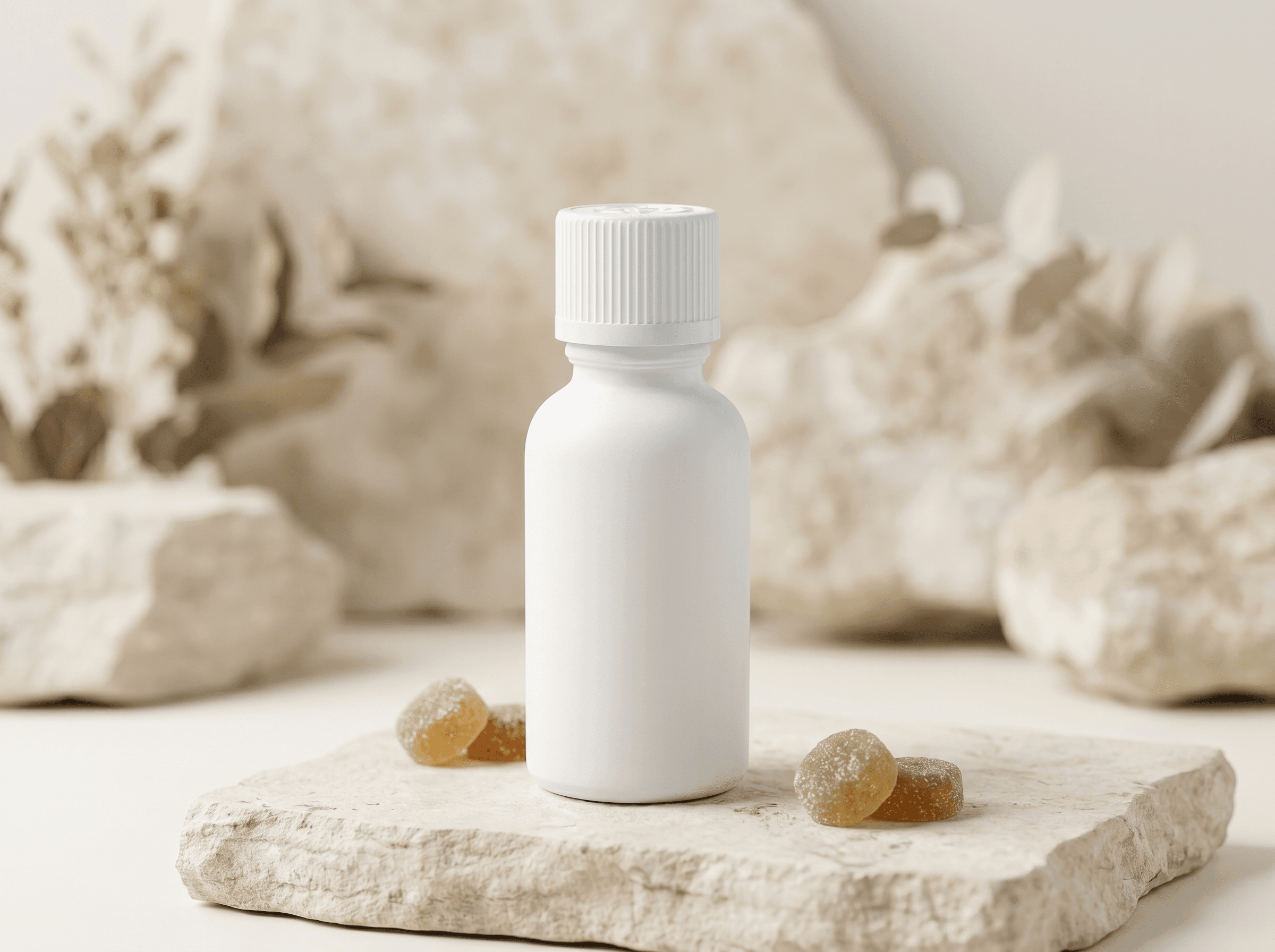 18-415 White Glass Bottle 30ml Front three-quarter hero white scenery product image